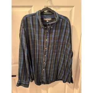 Croft & Barrow‎ Soft Flannel Button Down Shirt Long Sleeve Blue Gray Mens 2XL